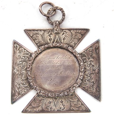 Lot 123 - A Victorian silver Maltese cross medal/pendant,...