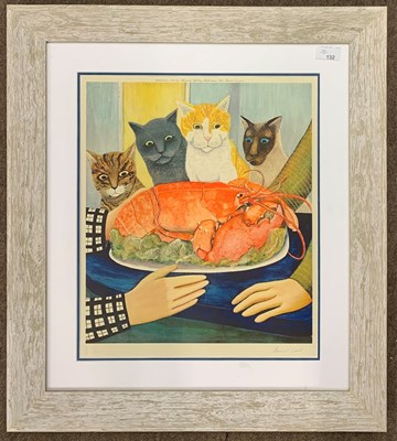 Lot 132 - Beryl Cook (1926-2008), "The Four Hungry Cats"...