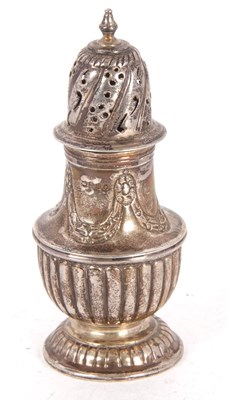 Lot 141 - A Victorian silver sugar caster of baluster...