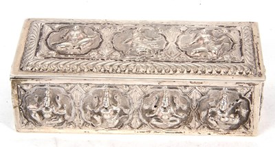 Lot 161 - An antique Burmese white metal trinket box...