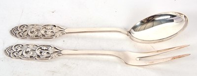 Lot 179 - A boxed pair of Norwegian white metal salad...