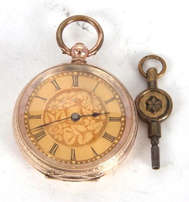 Lot 236 - A yellow metal lady's pocket watch stamped on...