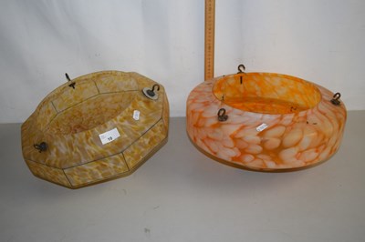 Lot 10 - Two vintage marbled glass ceiling light shades