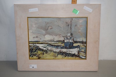 Lot 35 - Contemporary study of Brancaster marshes, oil...