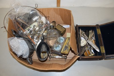 Lot 90 - Box of various assorted cutlery, silver plated...