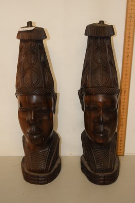 Lot 138 - A pair of hardwood figural table lamp bases