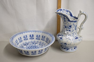 Lot 153 - Blue and white wash bowl and jug