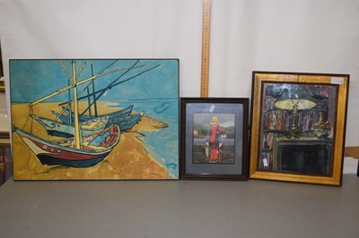 Lot 156 - Coloured print of a fisherman and two others