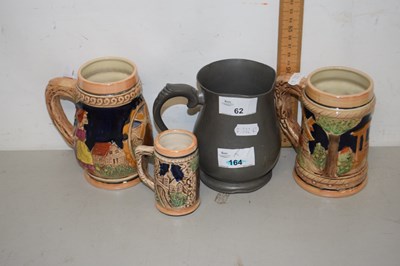 Lot 62 - Group of beer steins and a pewter tankard