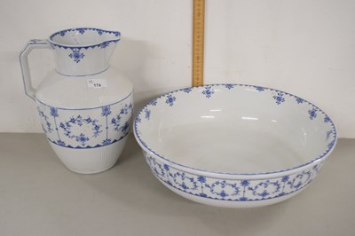 Lot 174 - Blue and white wash bowl and jug