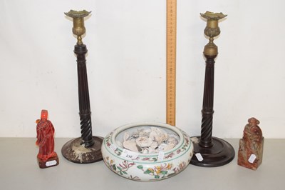 Lot 210 - Mixed Lot:  Pair of candlesticks, bowl of sea...