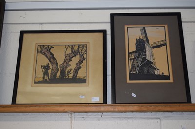 Lot 221 - A pair of 20th Century lino cut prints,...