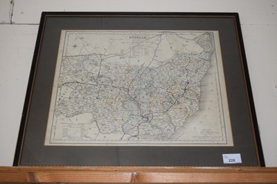 Lot 228 - Framed hand coloured map of Suffolk