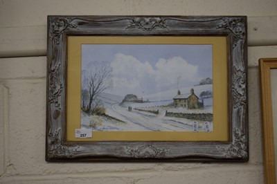 Lot 257 - Bruce Crook, study of a rural winter scene,...