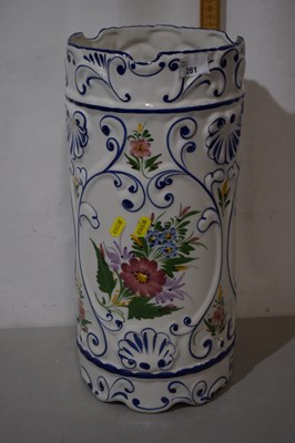 Lot 281 - A floral decorated porcelain stick stand