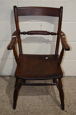 Lot 308 - A Victorian elm seated bar back kitchen chair