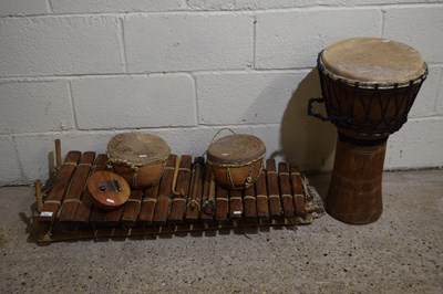 Lot 332 - An African hardwood xylophone together with a...