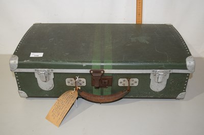 Lot 338 - Green painted 40s aluminium de-mob suitcase