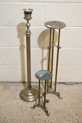 Lot 345 - Two brass stands and a further floor standing...