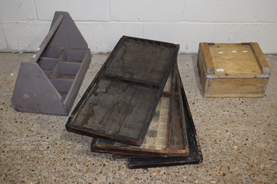 Lot 356 - Mixed Lot: Vintage wooden trays, small pine...