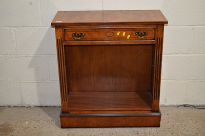 Lot 367 - A yew wood veneered open front bookcase...