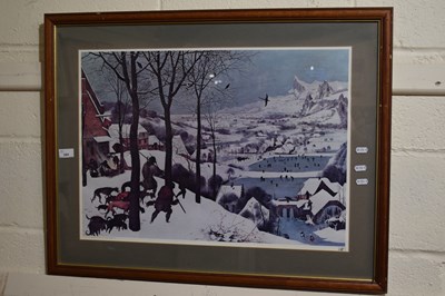 Lot 385 - A coloured print after Peter Breugel, winter...