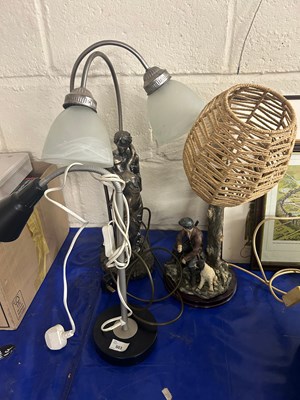 Lot 503 - Modern figural based resin table lamp together...