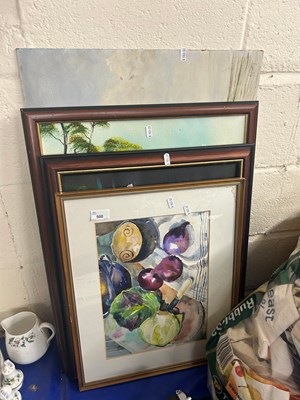 Lot 508 - Mixed Lot: Two modern oil studies, watercolour...