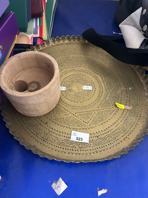 Lot 523 - A brass serving tray