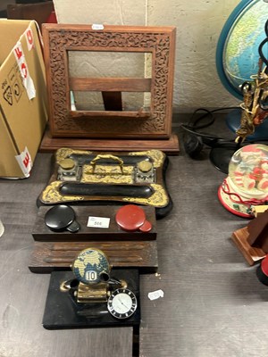 Lot 566 - Mixed Lot: Hardwood book stand, brass mounted...