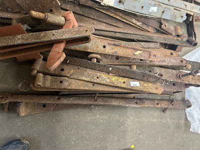 Lot 679 - Quantity of iron gate hinges