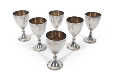 Lot 289 - Set of six Elizabeth II goblets of tapering...
