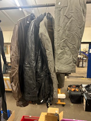 Lot 698 - Two gents leather coats, a further Tweed...