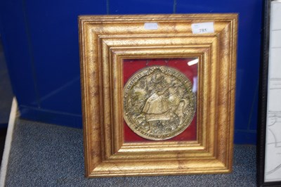 Lot 781 - A reproduction Elizabeth I plaque in a gilt...