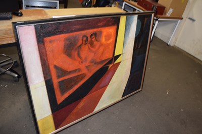 Lot 784 - A large modern abstract study of two figures...