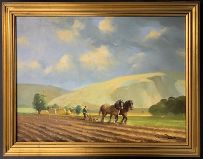 Lot 148 - George Rook (British, 20th century), Ploughing...