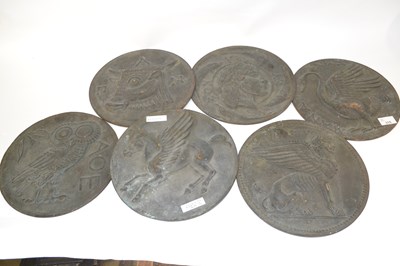 Lot 315 - Set of six 20th century bronzed metal plaques...