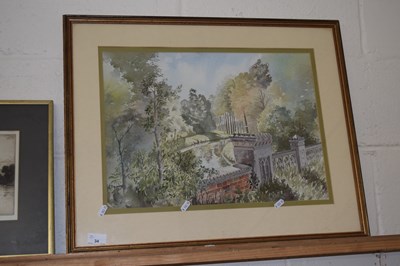 Lot 34 - Framed watercolour of a garden scene