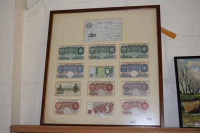 Lot 35 - A framed collection of English bank notes...