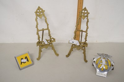 Lot 58 - Two vintage AA badges and two brass plate frames