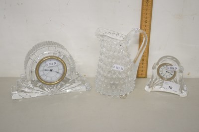 Lot 70 - Two Waterford Art Deco style quartz clocks...