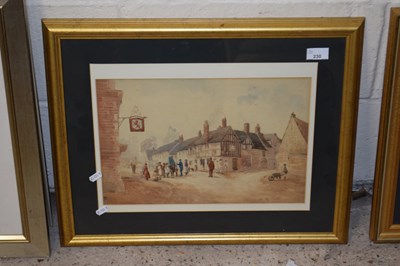 Lot 230 - Watercolour street scene by E Bronss(?),...