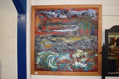 Lot 245 - Large contemporary abstract, pine framed