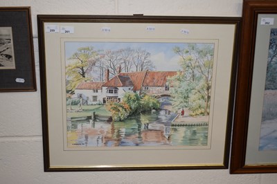 Lot 261 - Pulls Ferry, Norwich Study of a watermill by D...