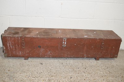 Lot 286 - Long narrow hinged wooden storage box