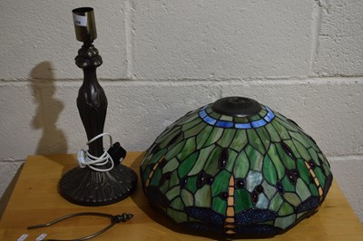 Lot 308 - A Tiffany style glass shade table lamp with...