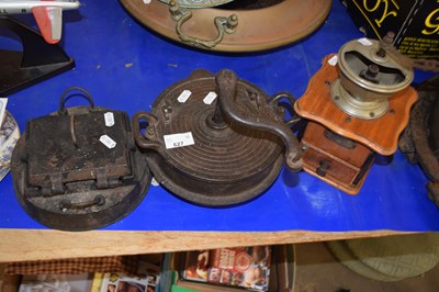 Lot 627 - Vintage cast iron waffle maker and cast iron...