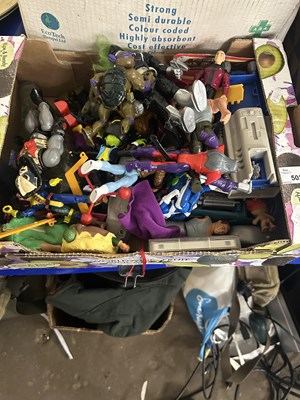 Lot 502 - Mixed box of plastic action figurines to...