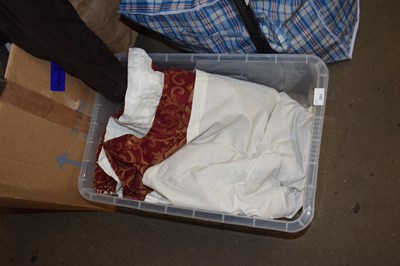 Lot 591 - Box of various curtains and bed linen etc