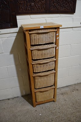 Lot 360 - Set of five wicker and pine drawers